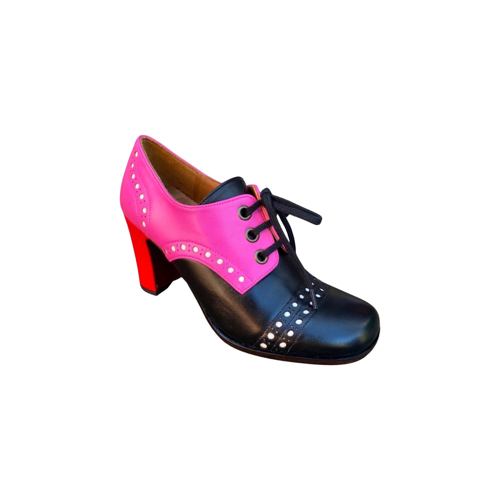 Farid Hot Pink And Black with Red Heel