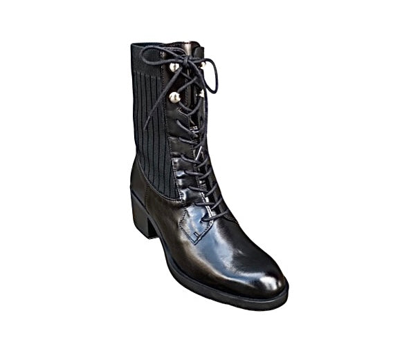 G6206 Black Leather Lace up Boot