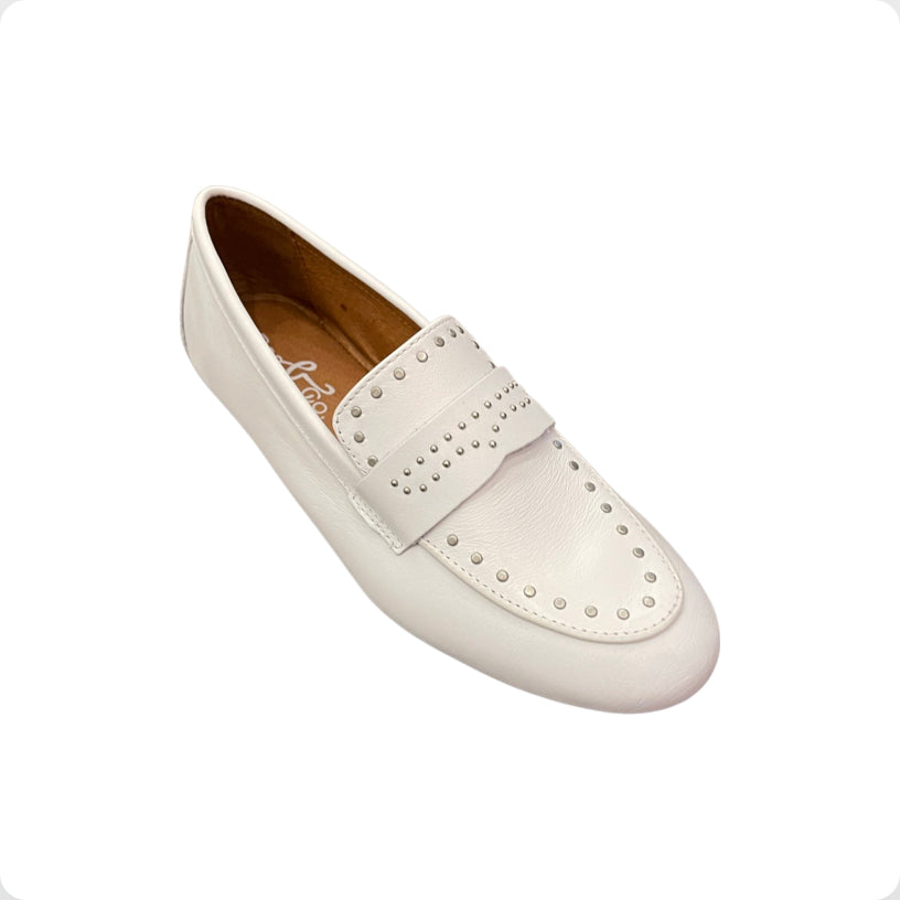 JOEY White Leather Loafer