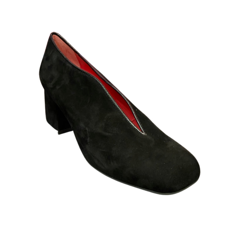 4331 Black Suede Block Heel