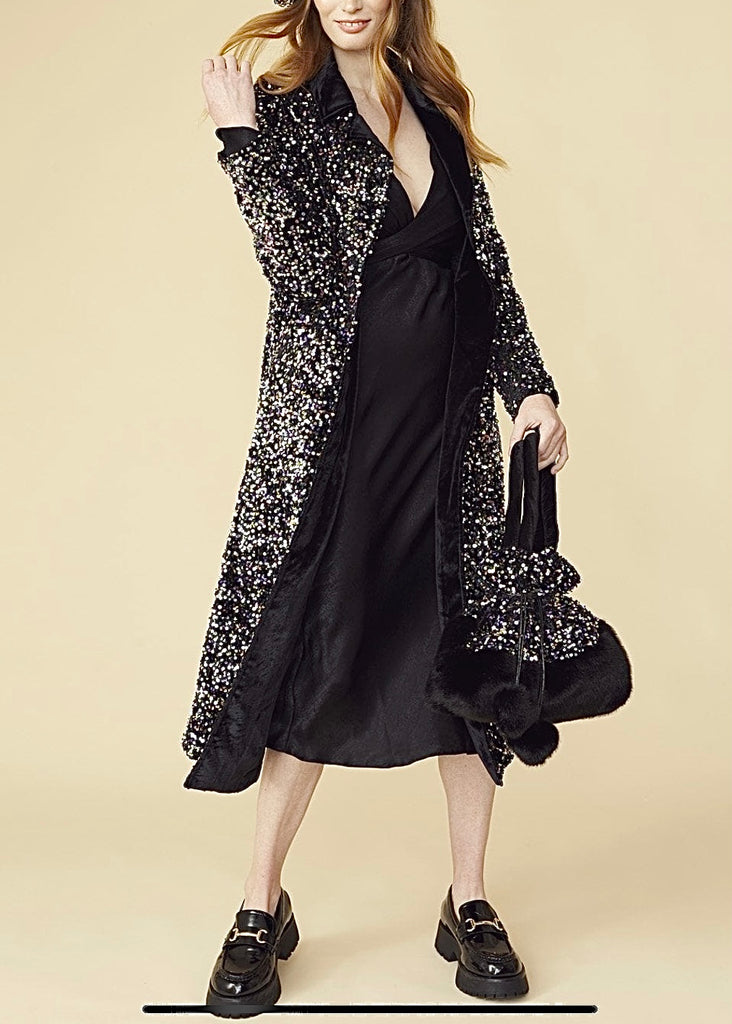 SQTRCT495A-01 Sequin Long Jacket