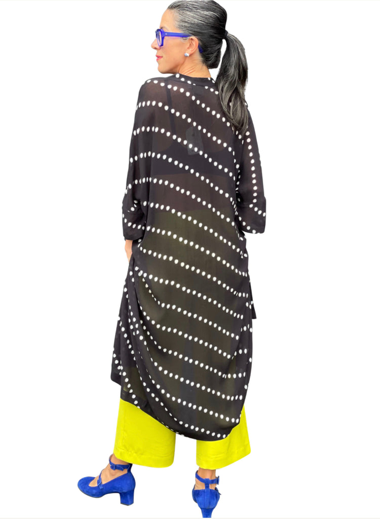 A0177B Speckle Mostro Shirt Dress Black and White