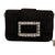 7665 Silver Buckle Black Purse With Silver Chain
