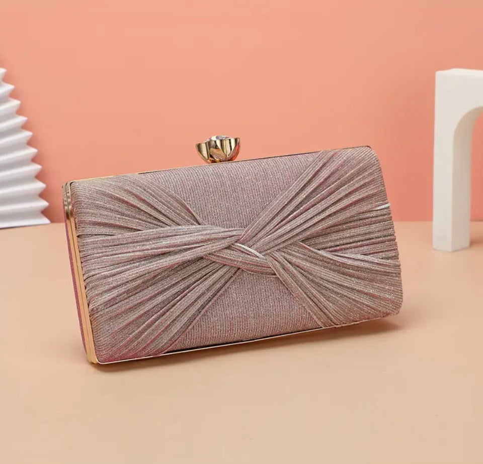 Rose gold clutch bag top and shoes