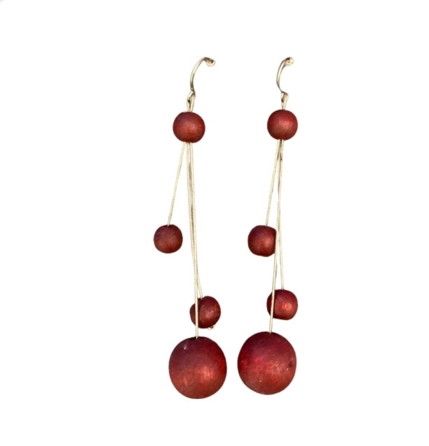 EW19E11-Red Ball Drop Dangle Earrings