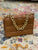 PBGJ31A-09 Caramel Leather Cross Woven Clutch Bag with Gold Chain