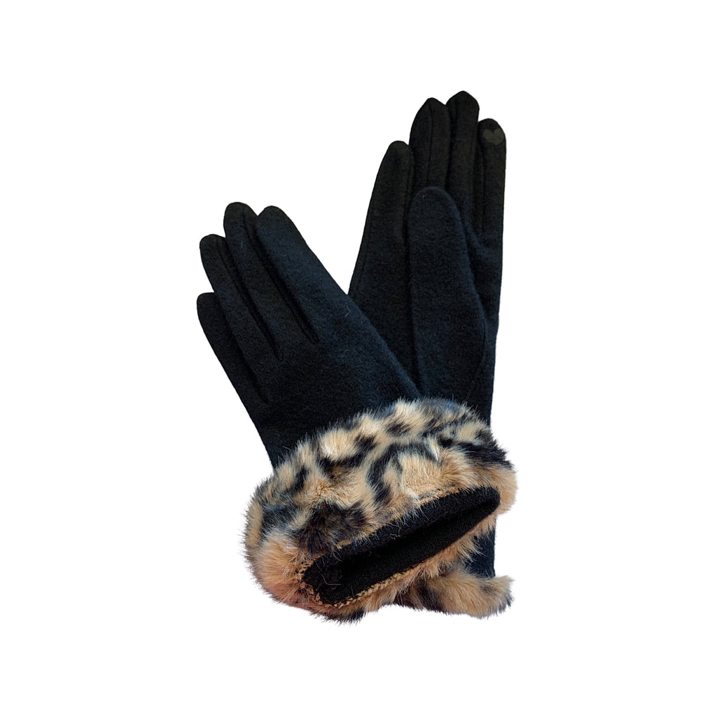 V22113 Black/ Faux Fur Gloves